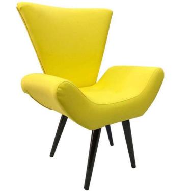 Imagem de Poltrona Decorativa Elegance material sintético Amarelo Pé Palito - Su