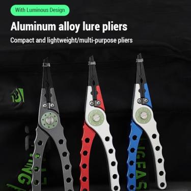 Imagem de Alicates de pesca de alumínio Removendo a ferramenta de pesca multifuncional resistente à corrosão de água salgada com design luminoso para pescadores de água fresca e salgada 20 (Prata)
