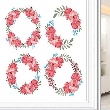 Imagem de Película de janela de privacidade de flores, textura de estilo floral, filme de vidro para sala de estar e escritório em casa, L90 x C 190 cm