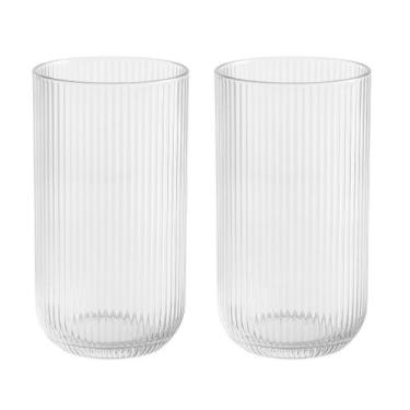 Imagem de Conj De 2 Copos De Vidro Canelado Frisado 450ml Transparente - Dona La