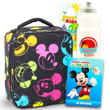 Imagem de Disney Conjunto de lancheira Mickey Mouse para meninos – Pacote com lancheira isolada do Mickey, garrafa de água, tatuagens, mais material escolar do Mickey Mouse para crianças