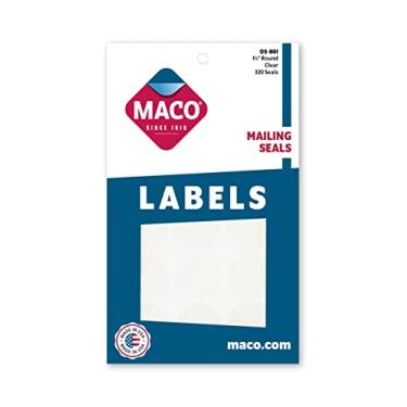 Imagem de MACO Selos transparentes para envio de bolachas, 3,5 cm de diâmetro, 320 por caixa (OS-801)