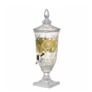 Imagem de Suqueira De Cristal Dispenser De Bebidas Vidro 2l Com Torneira Luxo Vintage