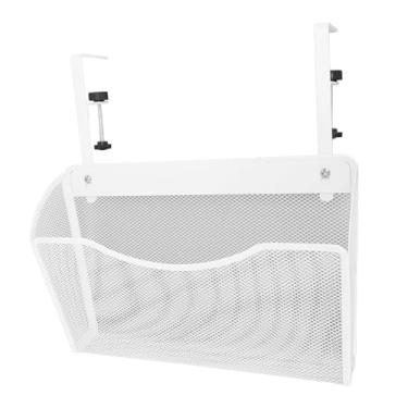 Imagem de Aqur2020 Organizador Lateral de Mesa de Aço Carbono Ajustável, Sob o Organizador de Arquivos de Parede do Suporte de Mesa Com Design Aberto para Dormitório Doméstico de Escritório (Branco)