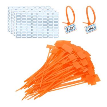 Imagem de PATIKIL Abraçadeiras de 15,2 cm, 200 peças, etiquetas de fio de nylon, etiquetas de marcação de fio de nylon, tiras de plástico autobloqueadas, escreva com etiquetas de papel para marcação Ethernet de