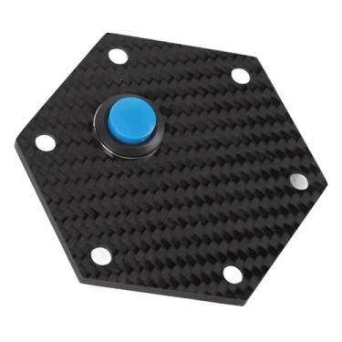 Imagem de WALFRONT Fibra de Carbono Elegante de 6 Buracos na Cor Buzina Buzina para 6 Parafusos de Rodas de Direção, Substituição Ideal para Entusiastas de Carros (Azul)