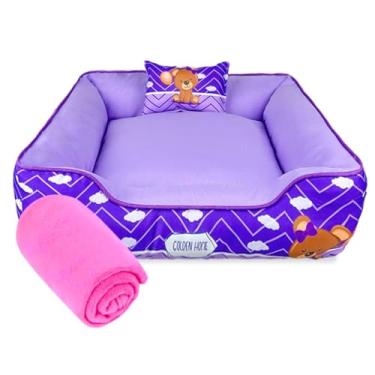 Imagem de Caminha de Cachorro Gato 60x60 3pc Cama Pet Impermeável Com Zíper Mantinha Pet(URSINHA ROXA)