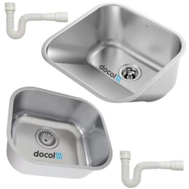 Imagem de Tanque Aço Inox 40X40 Tramontina Lavanderia 25L Fosco Kit Cuba Cozinha