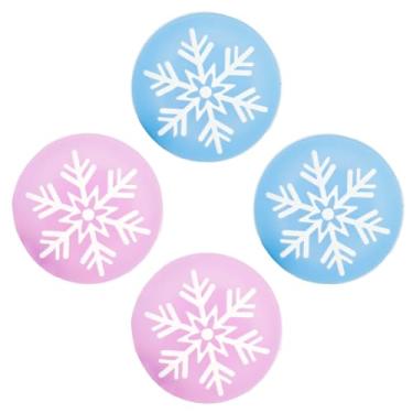 Imagem de GORGECRAFT 1 caixa 4 peças 2 cores Joycon tampas de aperto de polegar 2,1 cm silicone padrão floco de neve capas de joystick capa protetora antiderrapante para botão de polegar compatível com controle
