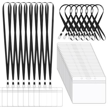 Imagem de Cordão com suporte para identidade – Pacote com 50 etiquetas de nome Korty 4 x 3 crachás com cordões para trabalho, escola, eventos - fácil de usar, conjunto a granel para funcionários, estudantes