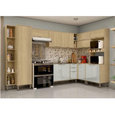 Imagem de Cozinha Modulada Completa Vick 7 Peças Castanho Off White