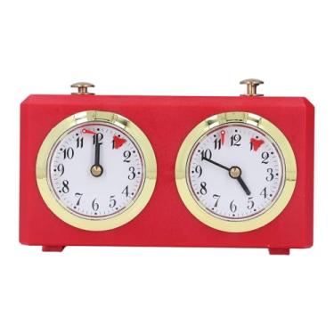 Imagem de Mechanical International Chess Timer Profissional Chess Digital Clock Nenhuma bateria necessária para o timer de jogo de xadrez portátil vintage para partida de xadrez (Vermelho)
