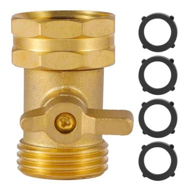 Imagem de Válvula de desligamento de mangueira de jardim - alça estendida - conector de mangueira de latão sólido resistente de 3/10.2 cm Válvula de desligamento de água (1 pacote)
