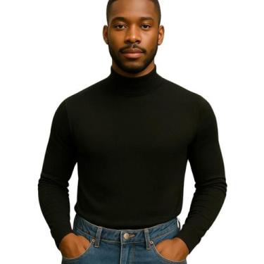 Imagem de Blusa Cacharrel Gola Alta Masculina de Frio Slim Manga Longa até GG - 