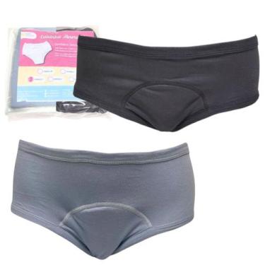 Imagem de Kit 2 Calcinhas Absorvente Segura Escape Xixi Noturno Cz/Ch - Minha Es