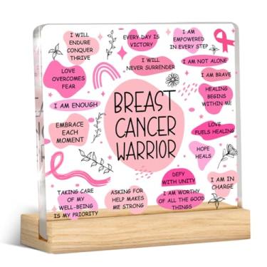 Imagem de Presentes motivacionais de cuidados com o câncer de mama para mulheres, mães amigas, presentes inspiradores para sobreviventes de câncer de mama placa de acrílico para decoração de casa