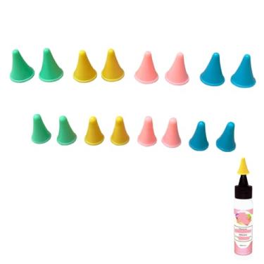 Imagem de SPANSEE 16 tampas de garrafa de cola, tampas de borracha compatíveis com garrafas de cola artística com glitter, tampas de garrafa de cola compatíveis com Sugarbelle, 8 tamanhos pequenos e 8 tampas de