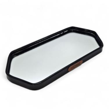 Imagem de Bandeja Espelhada Decorativa Preta Sala Lavabo 24cm