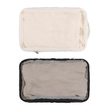 Imagem de 2 Bolsas Organizadoras Fraldas Bebé, Poliéster Impermeável e Reutilizável Organizador Bolsas de Malha para Bebé para Fraldas de Pano (Preto, Branco-Sujo)