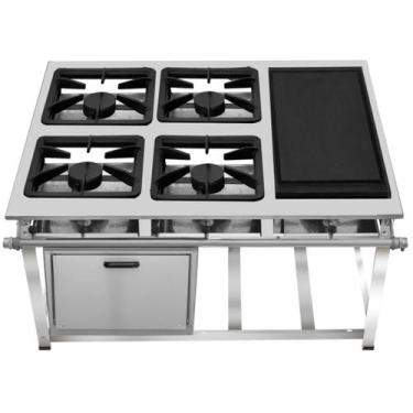 Imagem de Fogão Industrial 4 Bocas com Chapa Ap P7 com Forno Leona - Mr Fogões