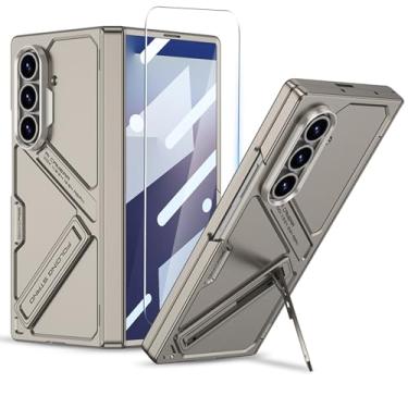 Imagem de Clatoxi Capa para Samsung Galaxy Z Fold 7 com suporte invisível e protetor de tela integrado [cobertura magnética da dobradiça] Capa protetora à prova de choque de corpo inteiro fina e resistente para