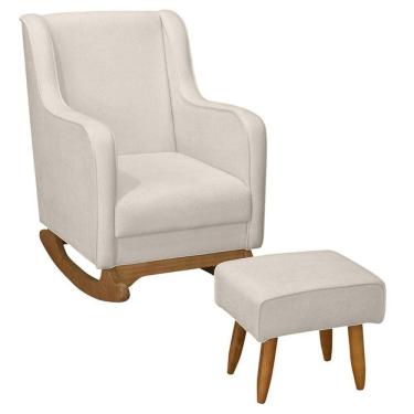 Imagem de Poltrona Amamentação Base Balanço E Puff Vick Bouclê Off F03 - Mpozenato