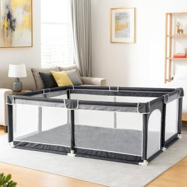Imagem de Cercadinho para Bebê Infantil Cercado Chiqueirinho 150x180cm Proteção Baby Style Zeus Criança Seguro Desmontável Portátil Telado Interno e Externo (Cinza)