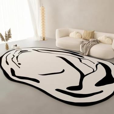 Imagem de Tapetes para quarto, formas irregulares, decoração para sala de estar, carpete grosso, felpudo, macio (100x160cm/F)