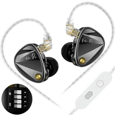 Imagem de Fones de ouvido intra-auriculares triplos dinâmicos profissionais, fones de ouvido intra-auriculares KZ Vader Pro, 6 fones de ouvido HiFi para cantor, músico, engenheiro de áudio (com microfone