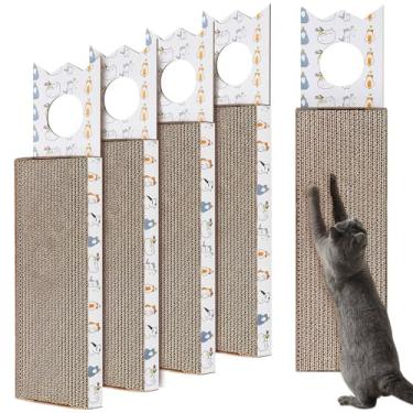 Imagem de Dansydaisy 4 peças para arranhar gatos de 38 cm de papelão ondulado, placa de arranhar reversível, suporte de porta para maçaneta interna e parede
