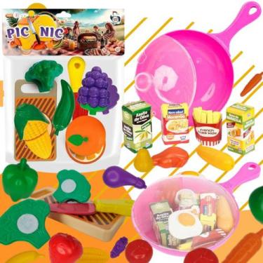 Imagem de Kit Brinquedo Cozinha Infantil 20 Pçs Frutinhas Crec com tiras autocol