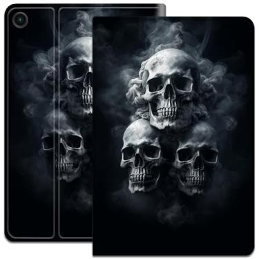 Imagem de Capa para Samsung Galaxy Tab A9+ 11 polegadas 2023, capa inteligente ultrafina e leve, capa protetora de couro PU, com suporte ajustável, para Galaxy Tab A9 Plus (SM-X210/X216/X218), caveira fumê