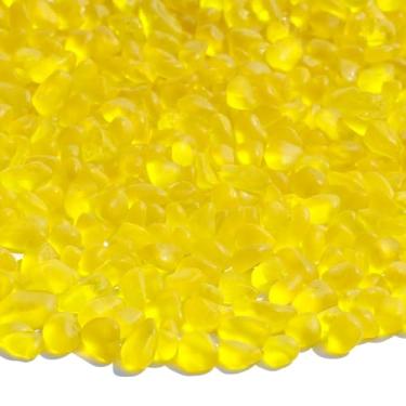 Imagem de QYGL Pedras de vidro marinho - pedras preciosas amarelas de vidro fosco de 1,3 kg/1,315 g - perfeitas para pedras de aquário, cascalho de tanque de peixes, enchimentos de vasos, artesanato DIY de