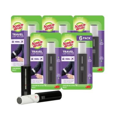 Imagem de Scotch-Brite Mini rolo de fiapos para viagem, funciona bem em pelos de animais de estimação, 6 rolos, 30 folhas por rolo, total de 180 folhas