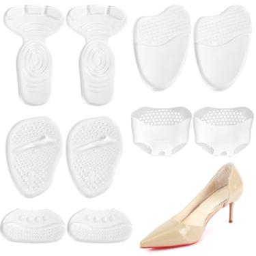 Imagem de 10 Peças Almofadas Conforto Saltos Altos, Gel Palmilhas Os Calcanhares Almofadas para O Metatarso Transparentes Insoles a Planta do Pé para Sapatos Senhora Muito Grandes Antiderrapantes