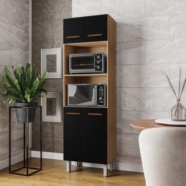 Imagem de Paneleiro Torre Quente Mara 4 Portas - Savana/Preto Móblis