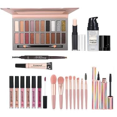 Imagem de Conjunto de maquiagem para mulheres, kit completo de maquiagem para mulheres, conjunto completo de maquiagem para adolescentes, iniciantes, viagem, kit de maquiagem com paleta de sombra, conjunto de