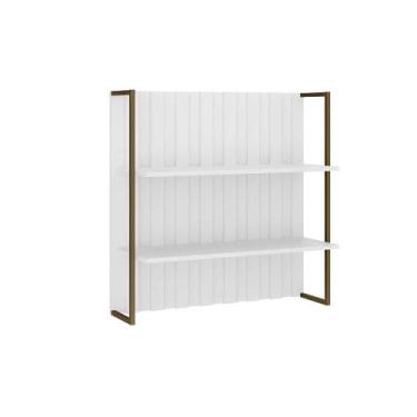 Imagem de Painel Ripado Para Cozinha Com 2 Prateleiras e Aço 80 cm - Carraro Móv