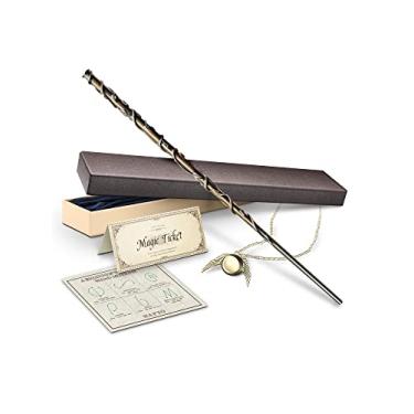 Imagem de OBMIKY Wizard Wand, Witches Cosplay Magic Wands, Wands for Collection Christmas Halloween Props Party Supplies, Necklace Included (Sagacity)