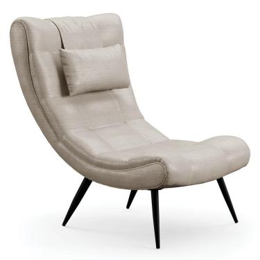 Imagem de Poltrona Decorativa Para Sala De Estar Com Almofada E Pés Palito Lord Facto Dunas Pérola - Ibiza