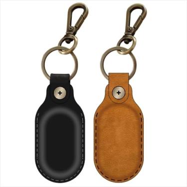 Imagem de NOVIIML ng Galaxy SmartTag 2 case,Retro Key Chain (Black+Brown)