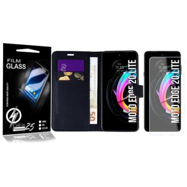 Imagem de Capa Carteira + Película De Vidro Para Moto Edge 20 Lite XT2139-2 - Ce