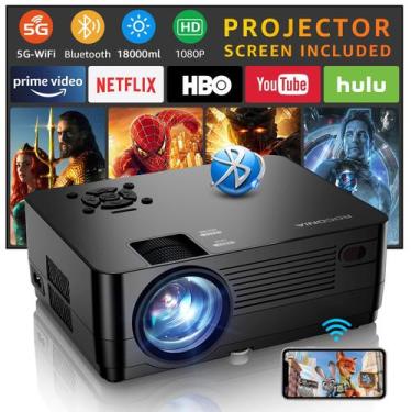 Imagem de Projetor Roconia Native 1080P 18000LM 300" 5G WiFi Bluetooth