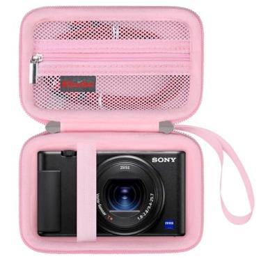 Imagem de Elonbo Estojo De Transporte Para Câmera Digital Sony Zv-1F/Zv-1 Ii/Zv-1 Vlog, Criadores Conteúdo, Bolsa Viagem Rígida Vlog Zv1, Bolso Malha Bateria, Cabo Leitor Cartão, Rosa