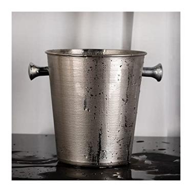 Imagem de Balde de gelo para festas Baldes de gelo engrossados de aço inoxidável Fashion Champagne Bucket Bar Ktv Balde de gelo para bar e festas Balde de gelo de 2000 ml (Cor: Latão)