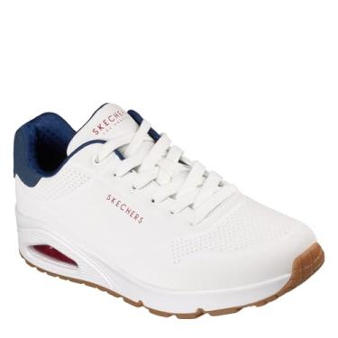 Imagem de Skechers Tênis masculino Uno-Suited on Air, Branco/azul marinho/vermelho, 40