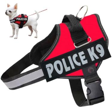Imagem de Coleira Peitoral Para Cachorro Porte Pequeno Médio e Grande Colete Confortável Policia K9 (Vermelho, PP)