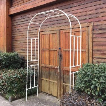 Imagem de Arco de rosa de metal, arco de jardim à prova de intempéries, caramanchão de jardim para plantas trepadeiras, suporte de flores em arco de casamento ao ar livre, W120cm-280cm, branco, W210 *