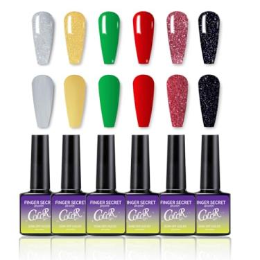 Imagem de Esmalte de gel, 6 kits de cores, esmalte de gel brilhante de longa duração, conjunto de esmaltes de gel profissional para unhas de salão de beleza DIY para iniciantes