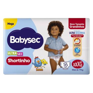 Imagem de Fralda Babysec Ultrasec Shortinho Mega Tamanho XXXG 16 Unidades Descartáveis